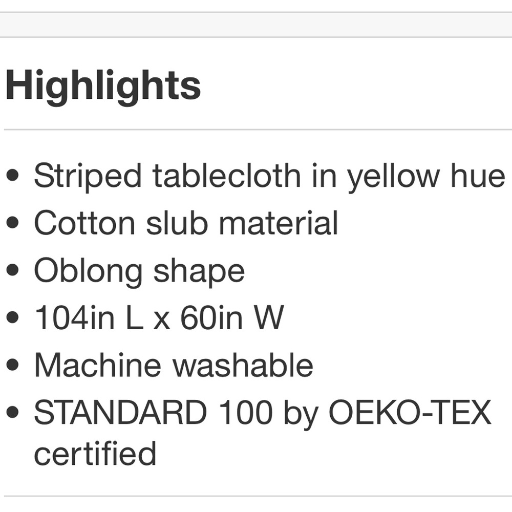 THRESHOLD NWT 100% cotton slub striped table cloth -yellow -104x60 - Picture 4 of 7